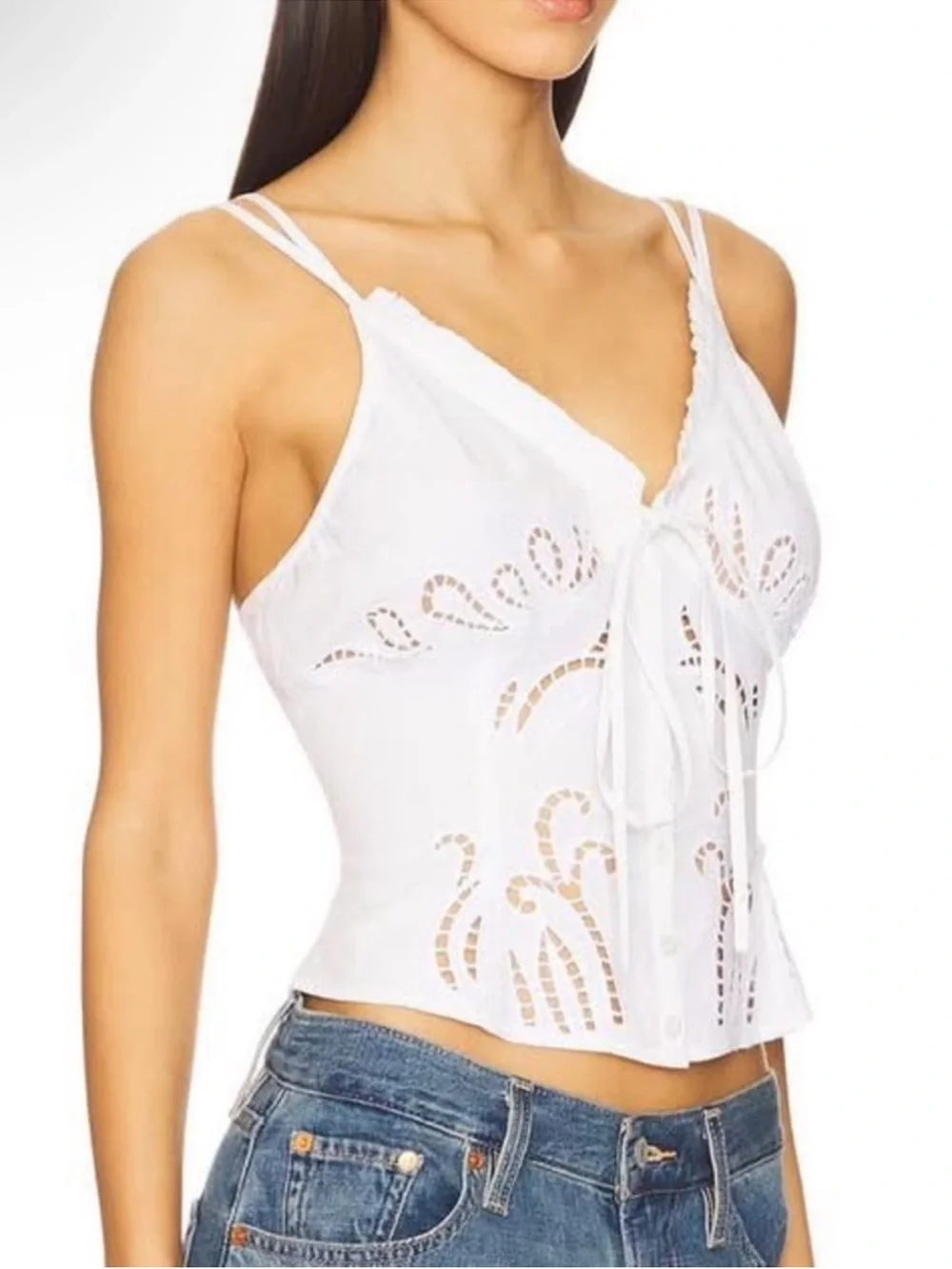 Free People Sweet Sammi Eyelet Button-Front Top